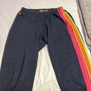 Aviator Nation Heather Gray/Neon Stripe sweatpants XL